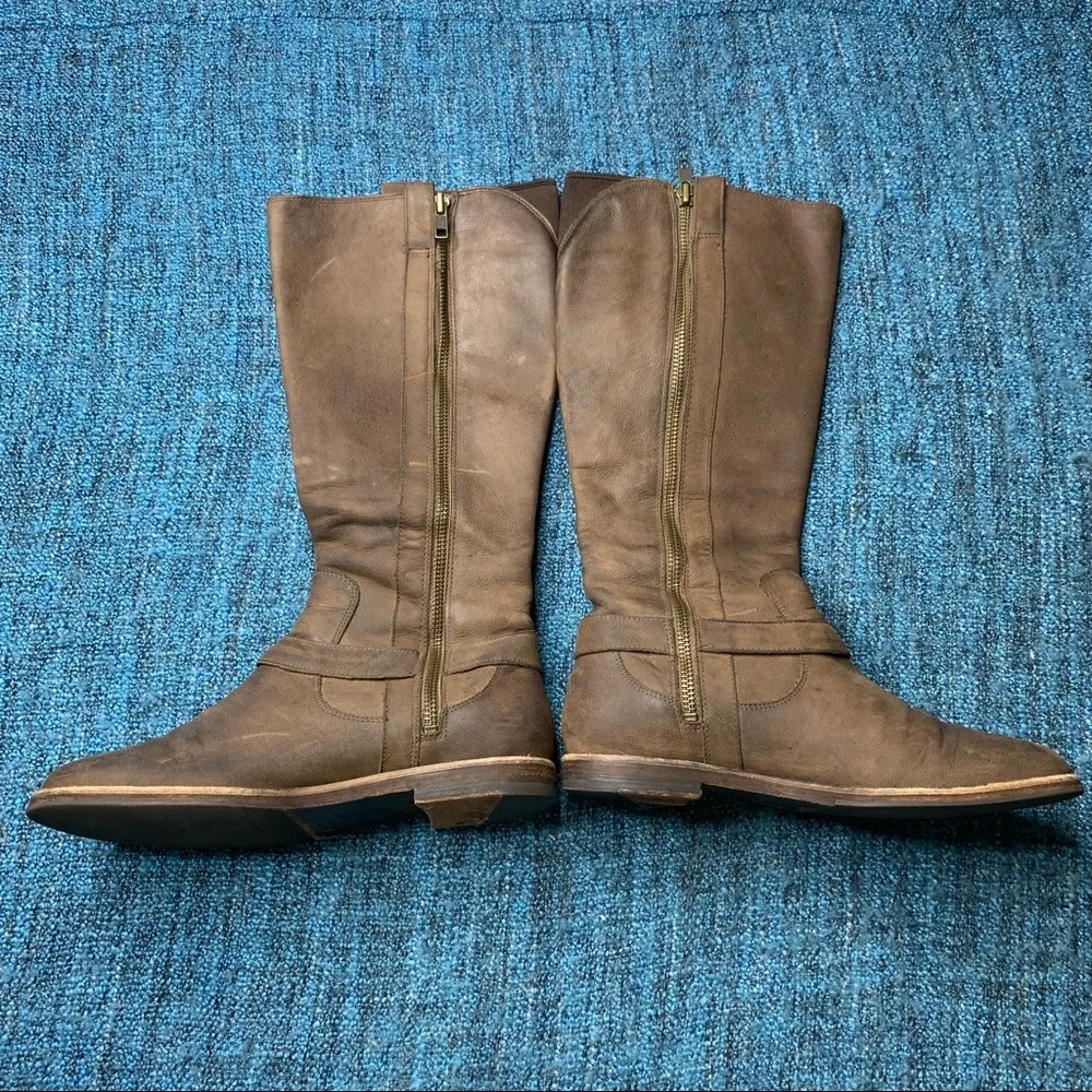 Cole Haan Petra Brown Leather Riding Boots Knee High Women's Size 5.5 Side Zip